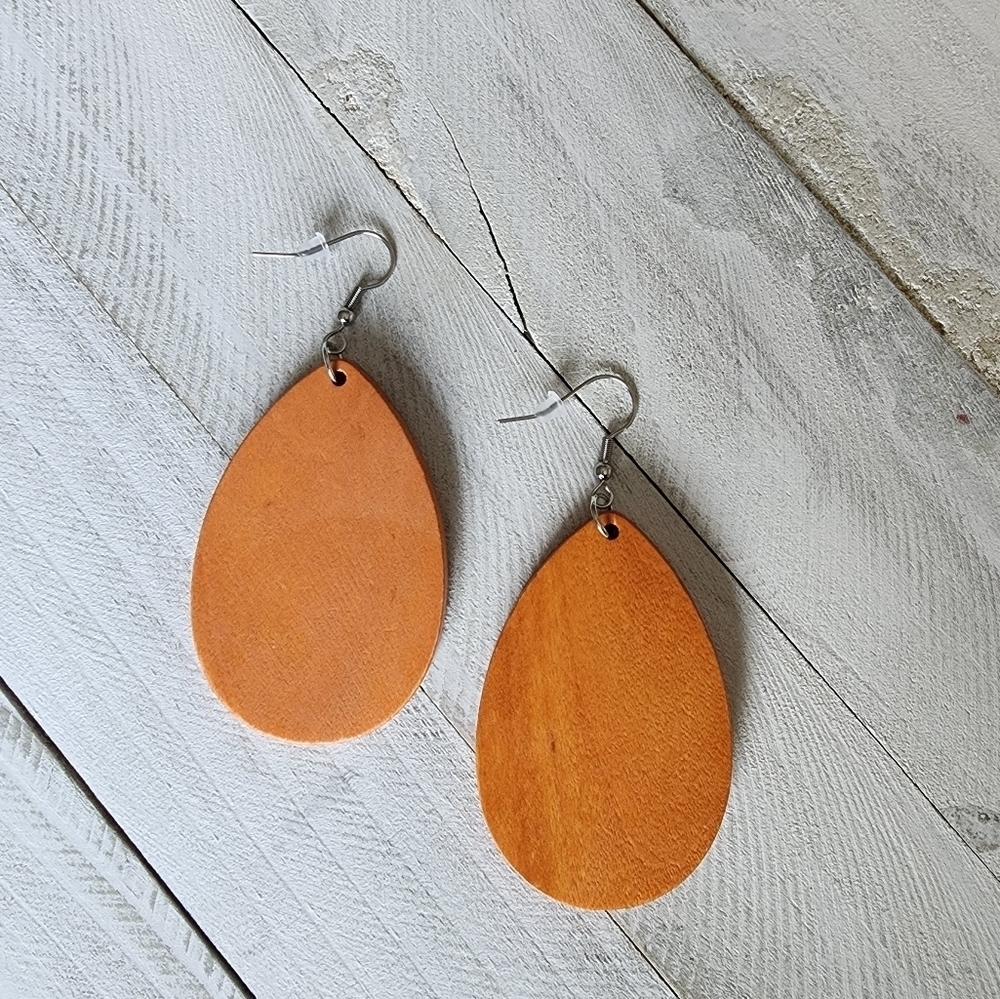 Wooden Teardrop Earrings